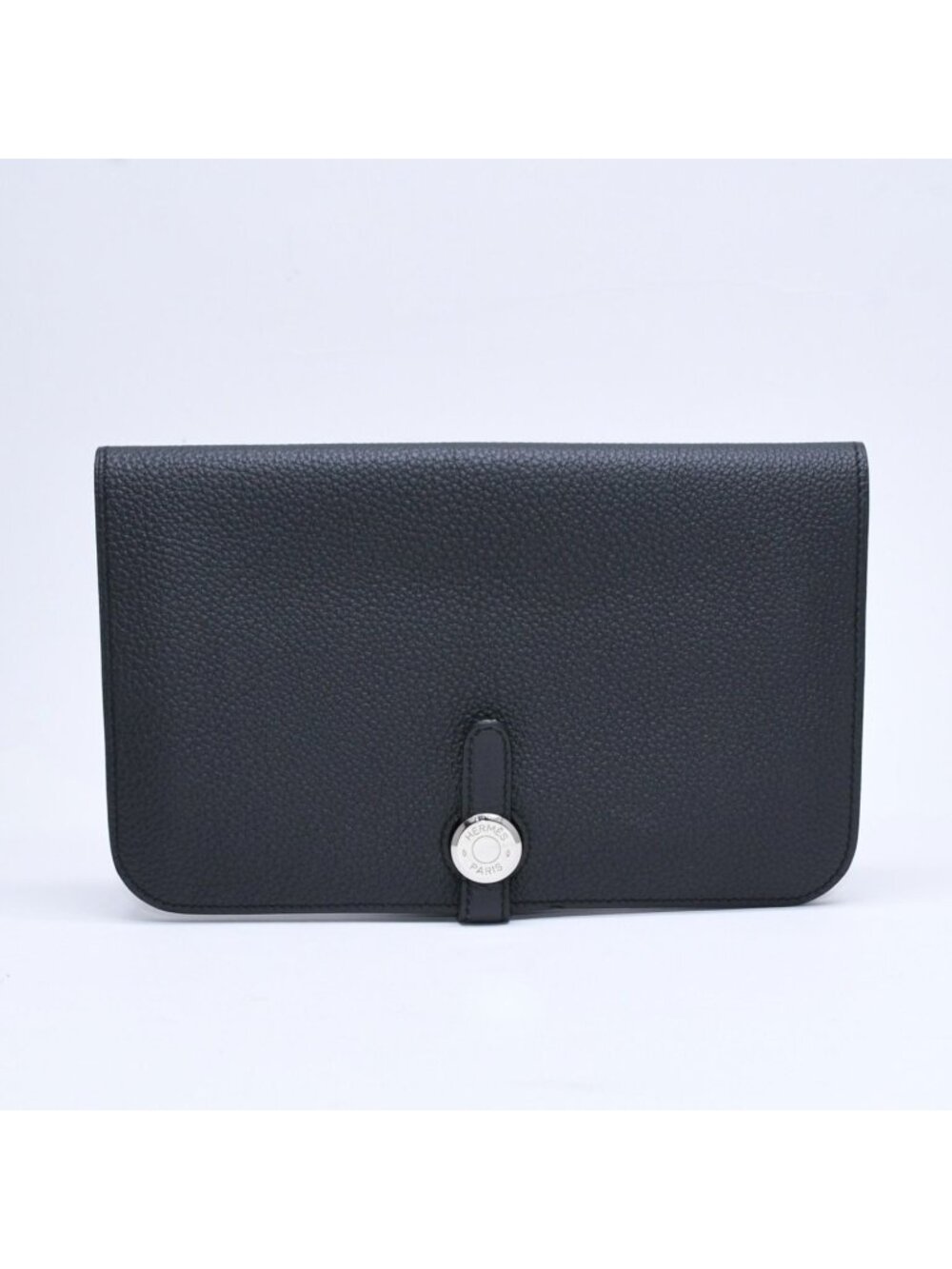 Hermes Dogon GM Bifold Wallet Togo Noir Silver